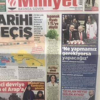 MİLLİYET GAZETESİ SÜRMANŞETİNDEYİZ